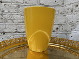 Yellow ceramic pot - 12cm diameter - indoor plant pot - golden plate is not included - Parijat Plant 