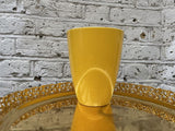 Yellow ceramic pot - 12cm diameter - indoor plant pot - golden plate is not included - Parijat Plant 